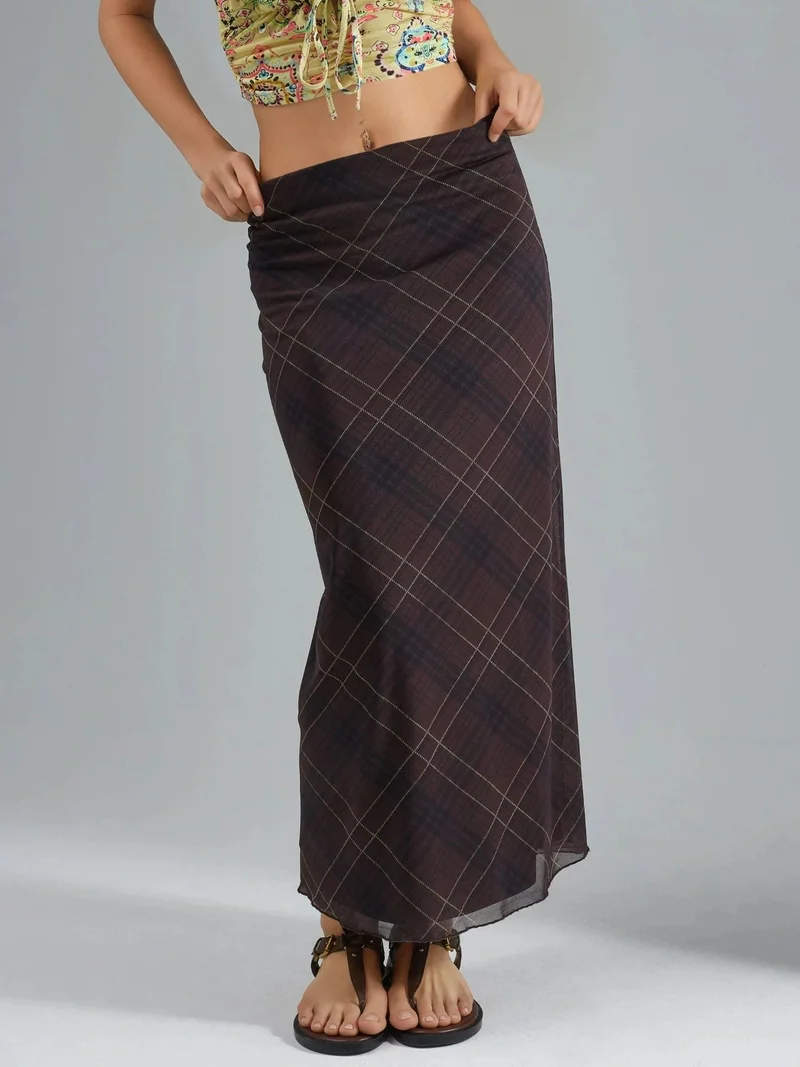 بوسيم BUSEM Mid Waist Patterned Maxi Skirt